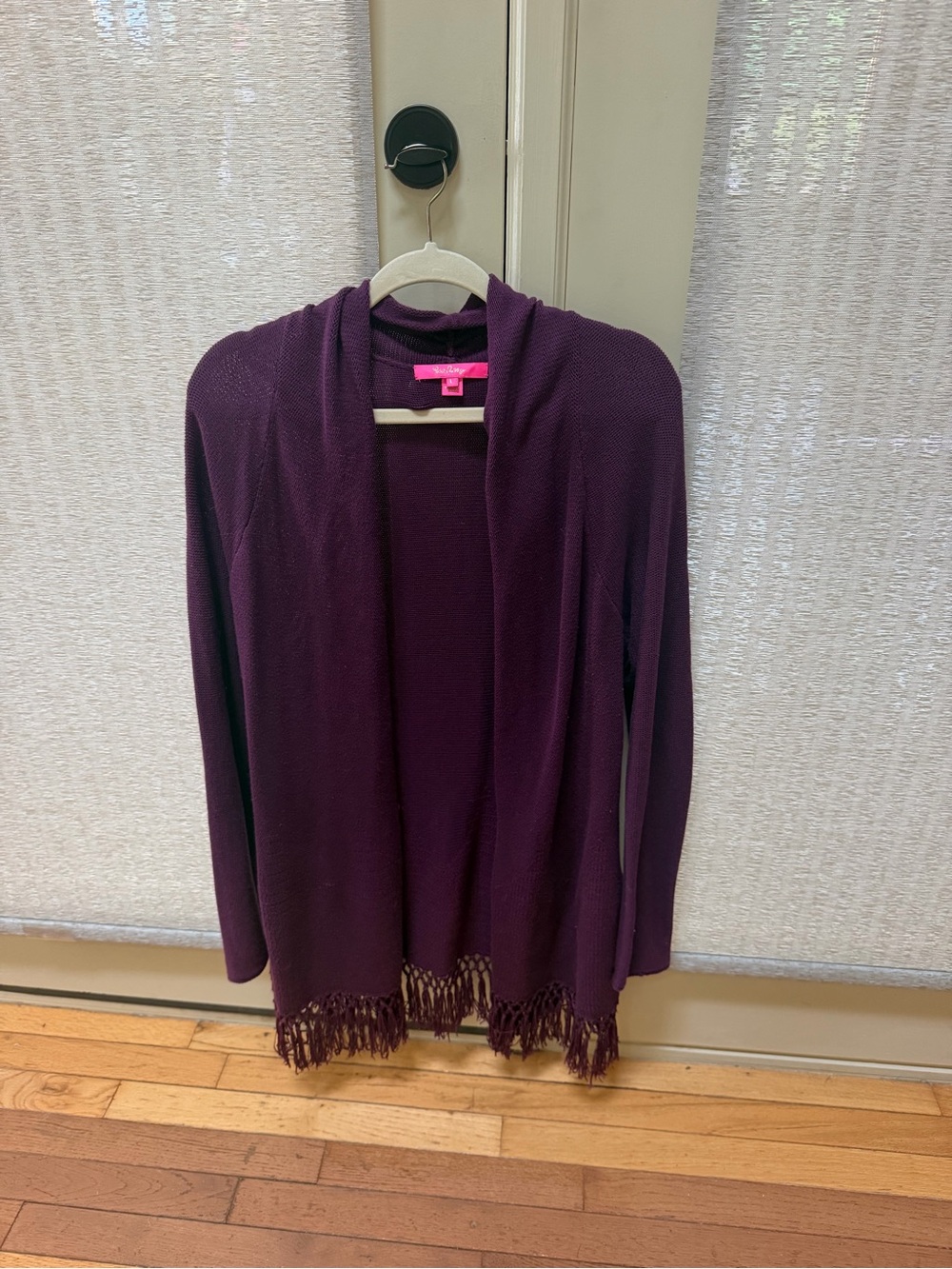 Lilly Pulitzer Plum Open-Front Fringe Hem Cardigan